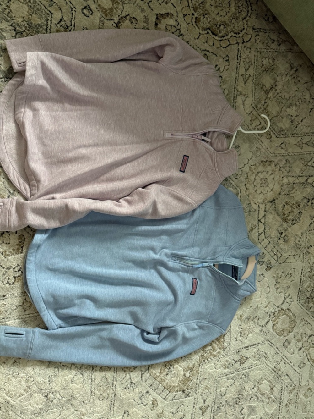 Vineyard Vines Women’s Half-Zip Sweater in Light Pink and Sky Blue
